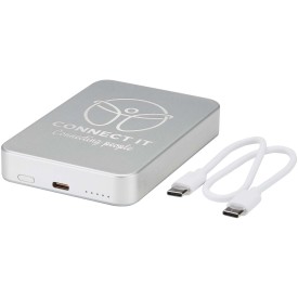 Avis 10.000 mAh RCS powerbank van gerecycled aluminium met magnetische aansluiting -Zilver