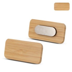 Naambadge - 2.5 x 5.5 cm - bamboe - magnetisch