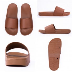 Badslipper met FC print-Bruin