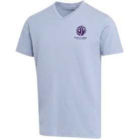 Balfour 200 g/m² unisex OCS organisch T-shirt met korte mouwen en V-hals-Mistblauw