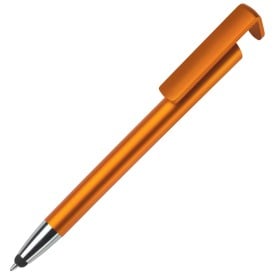 3 in 1 stylus balpen - kunststof - blauwe inkt - telefoonstandaard hardcolour