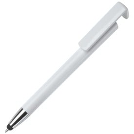 3 in 1 stylus balpen - kunststof - blauwe inkt - telefoonstandaard hardcolour