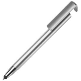 3 in 1 stylus balpen - kunststof - blauwe inkt - telefoonstandaard hardcolour