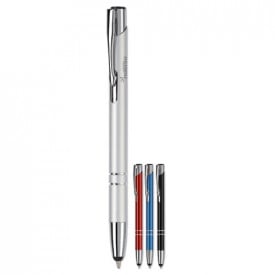 Alicante stylus balpen - metaal - blauwe inkt - ring detail