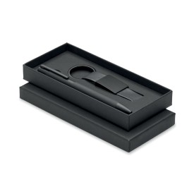 Balpen en sleutelhangerset PU-Zwart