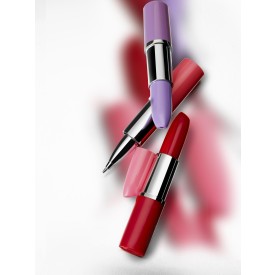 Balpen in de vorm van lipstick - kunststof - blauwschrijvend -
