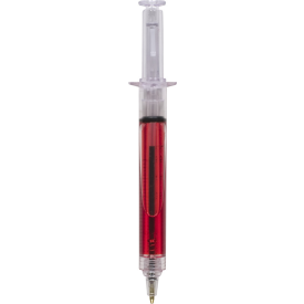 Injectiespuit balpen - kunststof - zwarte inkt - gekleurde vloeistof