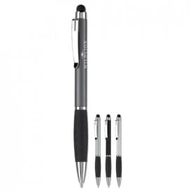 Mercurius stylus balpen - kunststof - blauwe inkt - metalen clip - rubberen grip - draaimechanisme