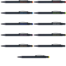 Formentera balpen - metaal - blauwe inkt - rubberen coating