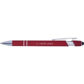 Primo stylus balpen - metaal - blauwe inkt - rubberen toplaag - kunststof clip en tip