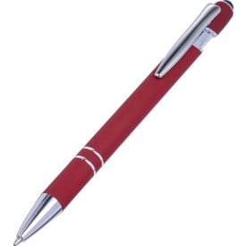 Primo stylus balpen - metaal - blauwe inkt - rubberen toplaag - kunststof clip en tip