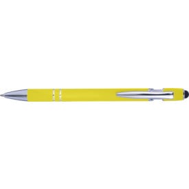 Balpen met rubberen toplaag en stylus-Geel