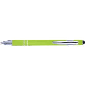 Balpen met rubberen toplaag en stylus-Licht groen