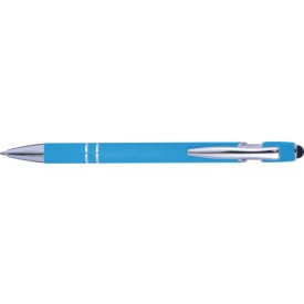Balpen met rubberen toplaag en stylus-Lichtblauw