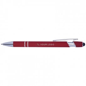 Balpen met rubberen toplaag en stylus-Rood