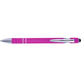 Balpen met rubberen toplaag en stylus-Roze
