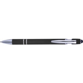 Balpen met rubberen toplaag en stylus-Zwart