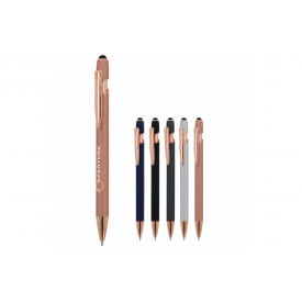Paris stylus balpen - rose gold metaal - blauwe inkt - soft touch afwerking