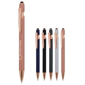 Paris stylus balpen - rose gold metaal - blauwe inkt - soft touch afwerking
