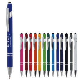 Paris stylus balpen - metaal - blauwe inkt - soft touch afwerking