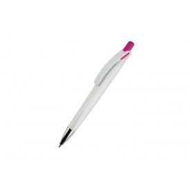 Balpen Riva hardcolour-Wit / d. roze