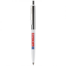 Topper balpen - metaal - blauwe inkt - verchroomde delen
