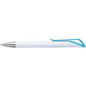 Balpen wit met gekleurd accent-Lichtblauw