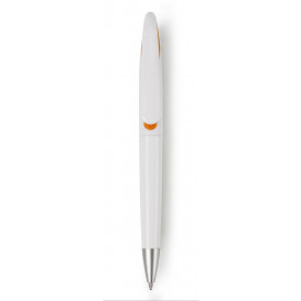 Balpen wit met gekleurd accent-Oranje-Zonder opdruk