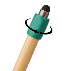 Fenn stylusbalpen - bamboe - blauwe inkt - drukknop - spinnerfunctie