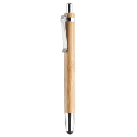 Byron stylus balpen - kunststof en bamboe - blauwe inkt - metalen clip