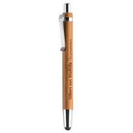 Byron stylus balpen - kunststof en bamboe - blauwe inkt - metalen clip