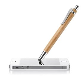 Byron stylus balpen - kunststof en bamboe - blauwe inkt - metalen clip