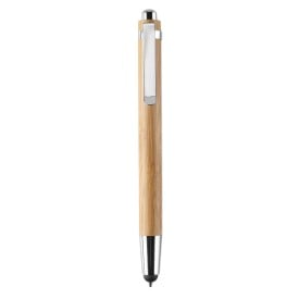 Byron stylus balpen - kunststof en bamboe - blauwe inkt - metalen clip