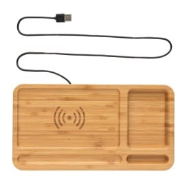 Desk organizer oplader - 5W - bamboe - draadloos