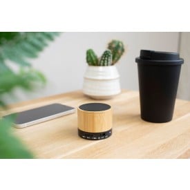 Bamboe draadloze speaker rond