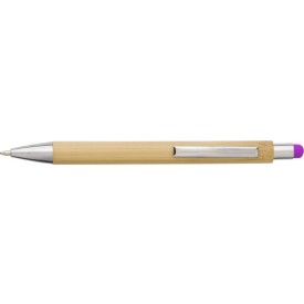 Bamboe en kunststof balpen-Fuchsia