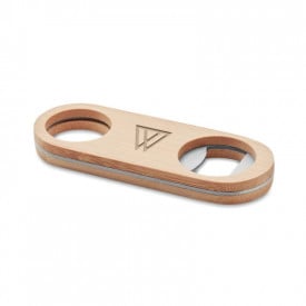 Valbamper flesopener - RVS en bamboe