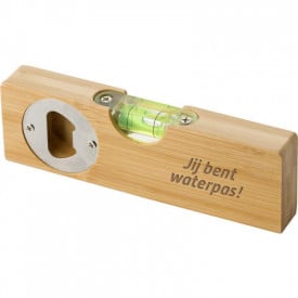 Sherry flesopener - bamboe - met waterpas