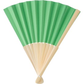 Elio handwaaier - bamboe met papieren stof - 36 x 21 cm