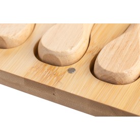 Zea kaasplank 20,3 x 19 cm - bamboe - met kaasmessen - 5-delig - in doos