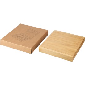 Zea kaasplank 20,3 x 19 cm - bamboe - met kaasmessen - 5-delig - in doos