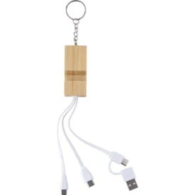 Sutton sleutelhanger - bamboe - telefoonhouder - met oplaadkabels