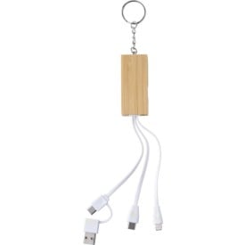 Sutton sleutelhanger - bamboe - telefoonhouder - met oplaadkabels