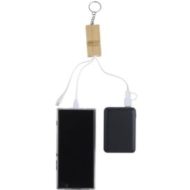 Sutton sleutelhanger - bamboe - telefoonhouder - met oplaadkabels
