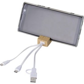 Sutton sleutelhanger - bamboe - telefoonhouder - met oplaadkabels