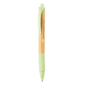 Balpen - bamboe en tarwestro - blauwe inkt