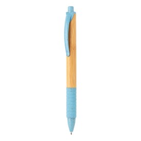 Balpen - bamboe en tarwestro - blauwe inkt