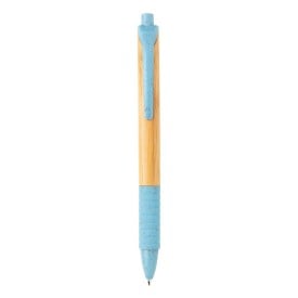 Balpen - bamboe en tarwestro - blauwe inkt