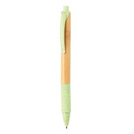 Balpen - bamboe en tarwestro - blauwe inkt