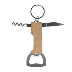 Bamboe wijn & flesopener sleutelhanger